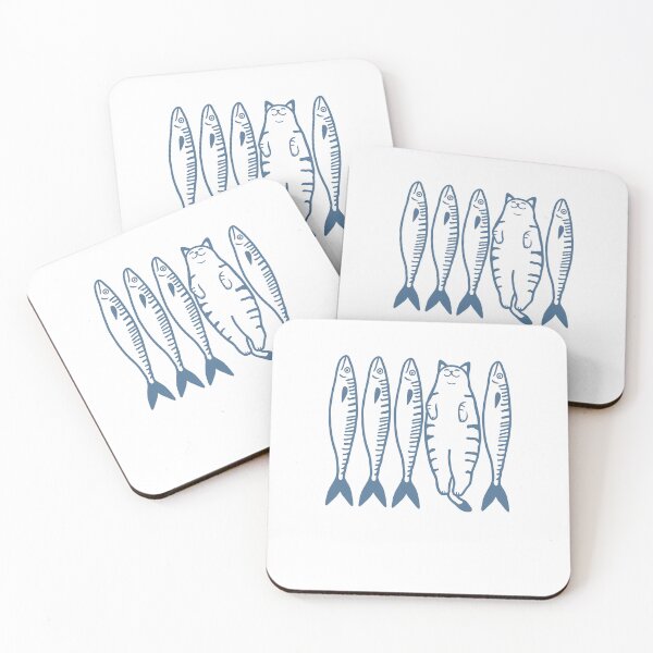 Item preview, Cat Among Fish Whimsical Ocean Lover Illustration designed and sold by cerima.