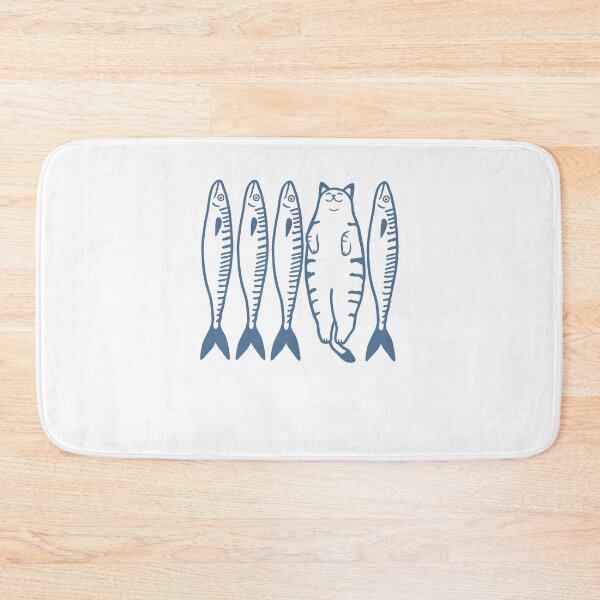 Item preview, Cat Among Fish Whimsical Ocean Lover Illustration designed and sold by cerima.