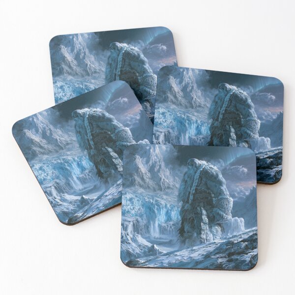 Item preview, A colossal Frost Giant standing upon a vast frozen mountain plateau, Fantasy & Mythological Creatures designed and sold by CDC40.
