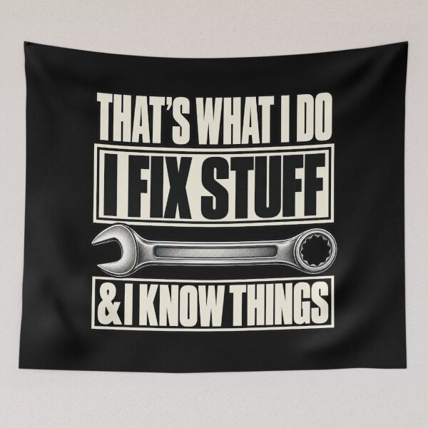 Item preview, I Fix Stuff and I Know Things Funny Mechanic Garage Humor designed and sold by Trendably.