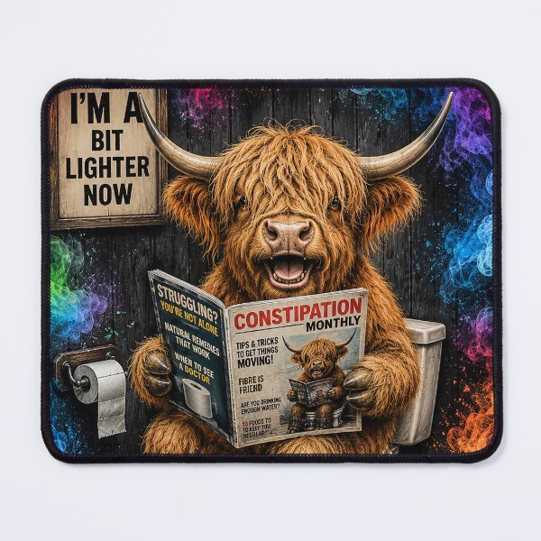 Item preview, Funny Highland Cow Sitting on the Toilet - Abstract Farm Animal Bathroom Art designed and sold by Collymore.