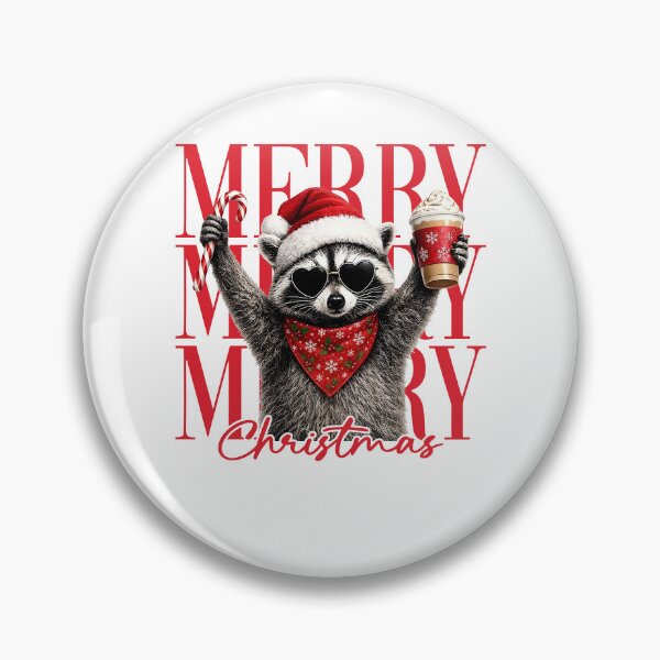 Item preview, Merry Christmas Raccoon with Candy Cane and Coffee designed and sold by RDGNR.