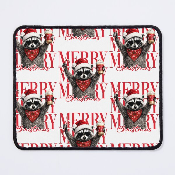 Item preview, Merry Christmas Raccoon with Candy Cane and Coffee designed and sold by RDGNR.