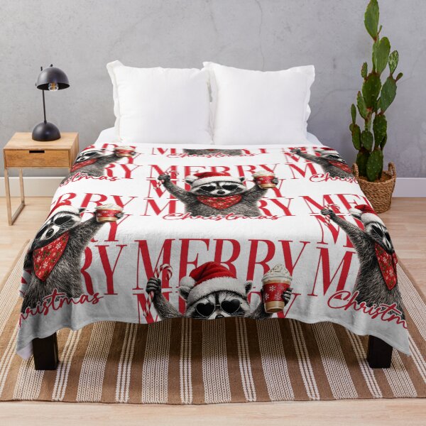 Item preview, Merry Christmas Raccoon with Candy Cane and Coffee designed and sold by RDGNR.
