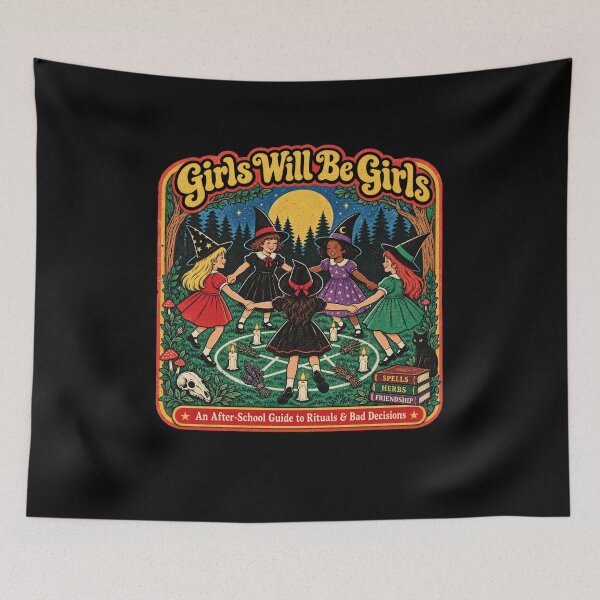Item preview, Retro Spooky Book Coven Girls Night Magic Ritual Design designed and sold by SEINENGAPPI23.