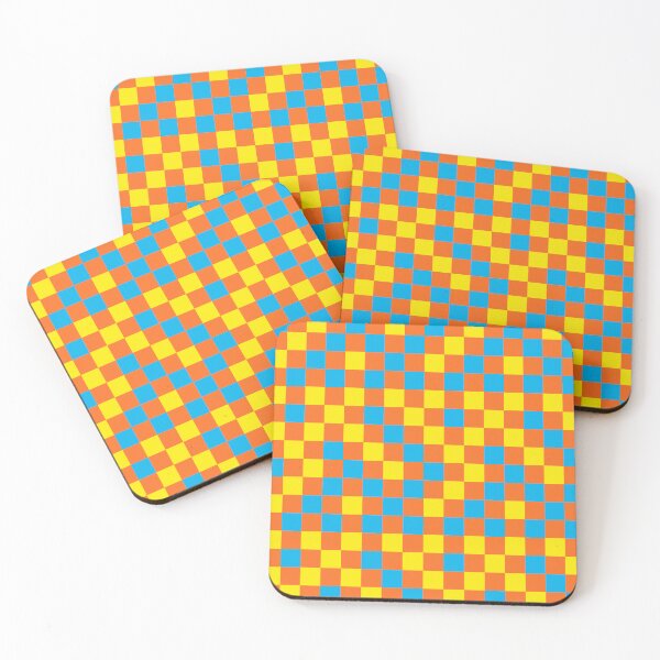 Item preview, Blue And Yellow On Orange Checkered Pattern   designed and sold by PatternTitan.