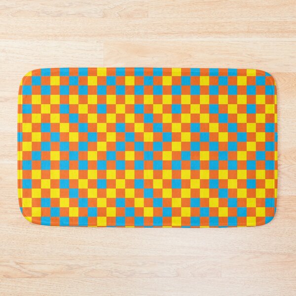 Item preview, Blue And Yellow On Orange Checkered Pattern   designed and sold by PatternTitan.