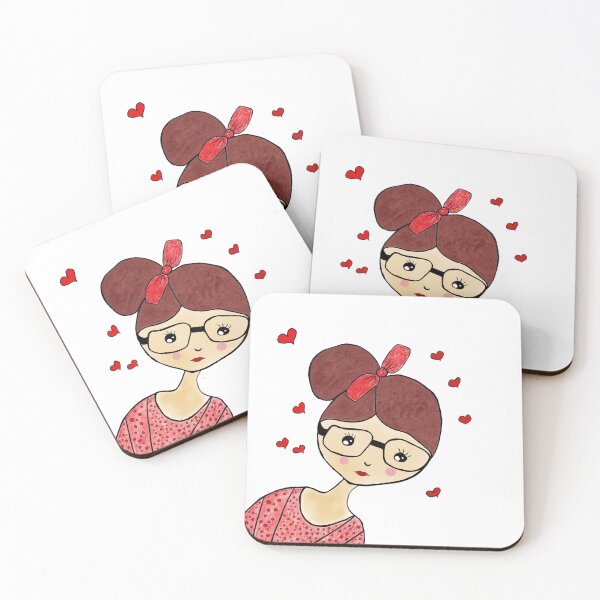 Item preview, Cute Girl with Red Hearts Digital Art designed and sold by wissal.studio.