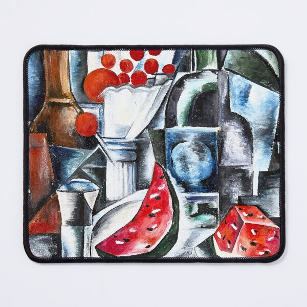 Item preview, Watermelon, bottles, and glasses cubist futurism kitchen decor still life painting by Alexandra Exter designed and sold by Jéanpaul Ferro.