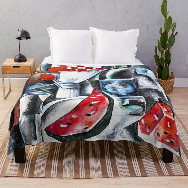 Item preview, Watermelon, bottles, and glasses cubist futurism kitchen decor still life painting by Alexandra Exter designed and sold by Jéanpaul  Ferro.