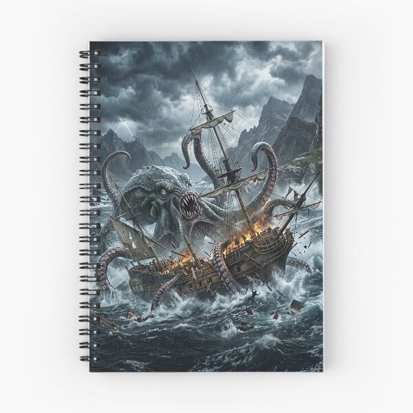 Item preview, Kraken Destroying a Ship in the Storm - Fantasy Art designed and sold by Lucid Dream Pixel.