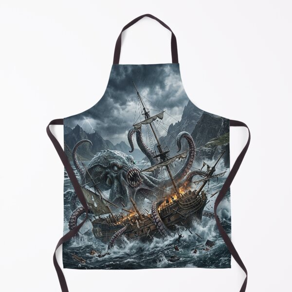 Item preview, Kraken Destroying a Ship in the Storm - Fantasy Art designed and sold by Lucid Dream Pixel.