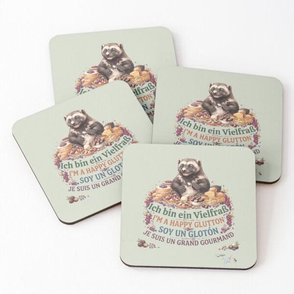 Item preview, WILDWISERS by HERMIE: Racoon / Bear / Wolverine - I'm a happy glutton designed and sold by HERMIE-design.