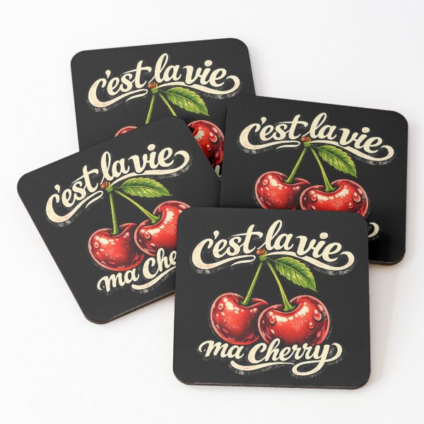 Item preview, C'est La Vie Ma Cherry – Cute Retro Cherry Vintage French Style designed and sold by GumStickers.