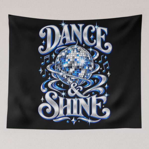 Item preview, Dance and Shine Disco Ball Silver Blue Sparkle Music Notes Party designed and sold by QliumoPery.