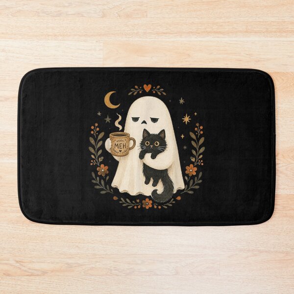 Item preview, Funny Halloween Ghost Black Cat Meh Coffee Mug Cute Spooky  designed and sold by Daisy Grimes.