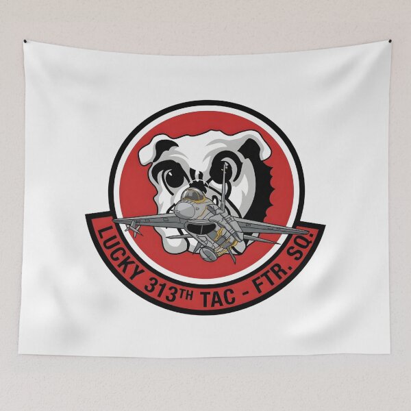 Item preview, USAF 313th Tactical Fighter Squadron Lucky Bulldogs F-16 Patch designed and sold by CharlieDesings.