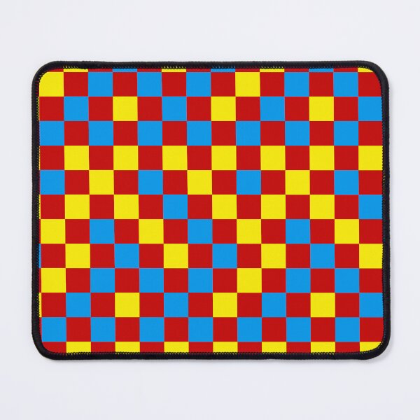 Item preview, Blue And Yellow On Red Checkered Pattern designed and sold by PatternTitan.