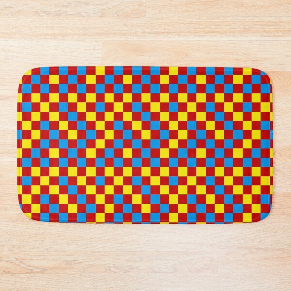 Item preview, Blue And Yellow On Red Checkered Pattern   designed and sold by PatternTitan.
