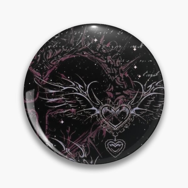 Item preview, Cyber Gothic Winged Heart | Dark Y2K Chrome Script Aesthetic designed and sold by BrontesWhimsyStore.