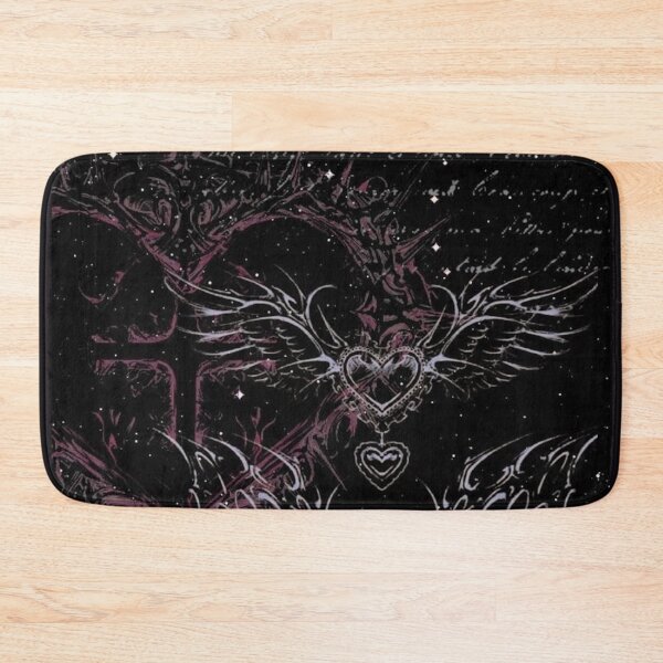 Item preview, Cyber Gothic Winged Heart | Dark Y2K Chrome Script Aesthetic designed and sold by BrontesWhimsyStore.