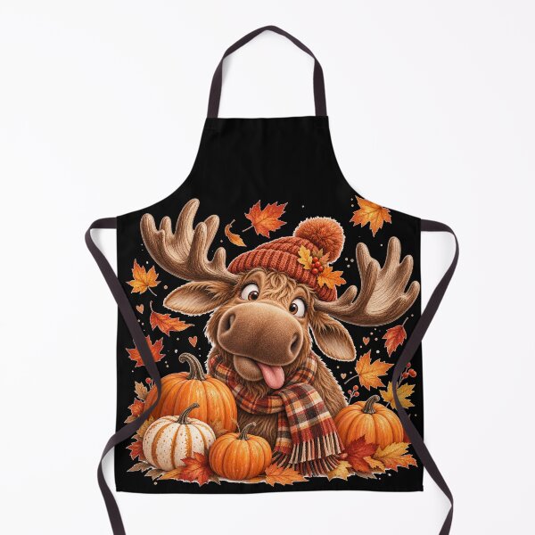 Item preview, Cute Autumn Moose with Pumpkins designed and sold by Wild Ink Studio by Barbara.