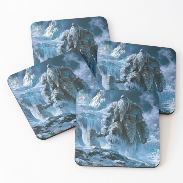 Item preview, A colossal Frost Giant standing upon a vast frozen mountain plateau, Fantasy & Mythological Creatures designed and sold by CDC40.