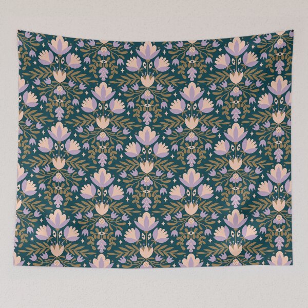 Item preview, Dark Floral Folk Art Botanical Garden designed and sold by verodika.