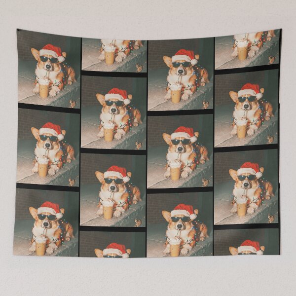 Item preview, Corgi Christmas With Santa Hat Holiday Dog Lovers designed and sold by cerima.