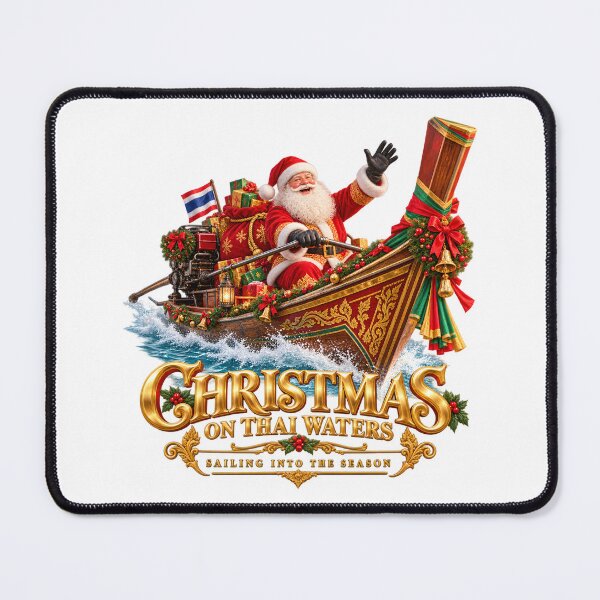 Item preview, Thai Christmas Santa Longtail Boat designed and sold by Fur Damage Co. | Funny Husky Designs.