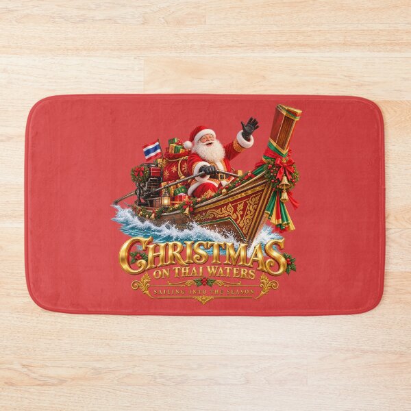 Item preview, Thai Christmas Santa Longtail Boat designed and sold by Fur Damage Co. | Funny Husky Designs.