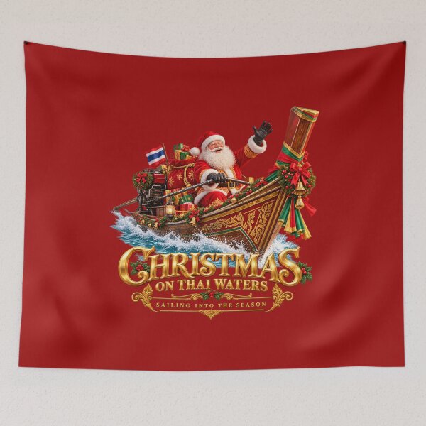 Item preview, Thai Christmas Santa Longtail Boat designed and sold by Fur Damage Co. | Funny Husky Designs.