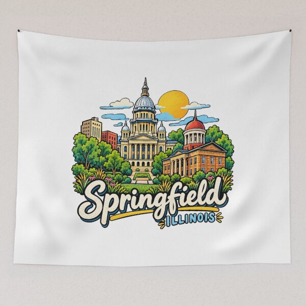 Item preview, Hand Drawn Springfield Illinois Travel Souvenir Landmark Gift designed and sold by MichaeIRellov.