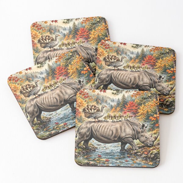 Item preview, Goose Family Carrying Matsutake Mushrooms on a Rhino designed and sold by m-y-A-I-A-R-T-.
