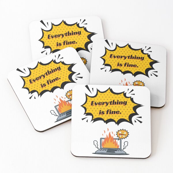 Item preview, Everything Is Fine Burning Laptop Comic Funny Office Meme designed and sold by Annekkecreative.