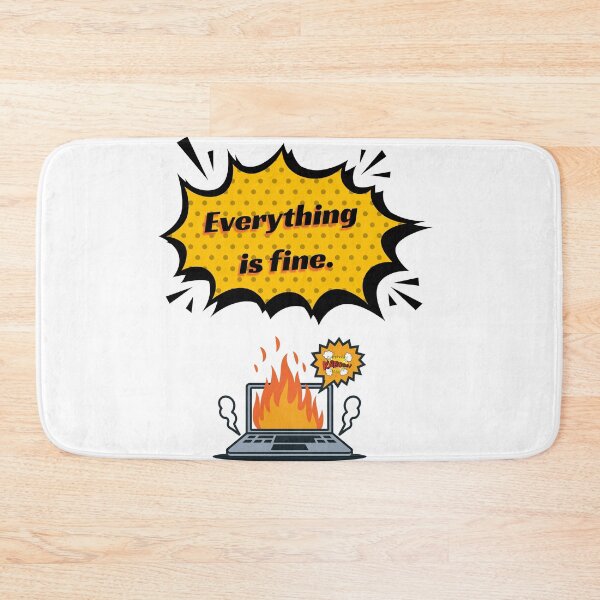 Item preview, Everything Is Fine Burning Laptop Comic Funny Office Meme designed and sold by Annekkecreative.