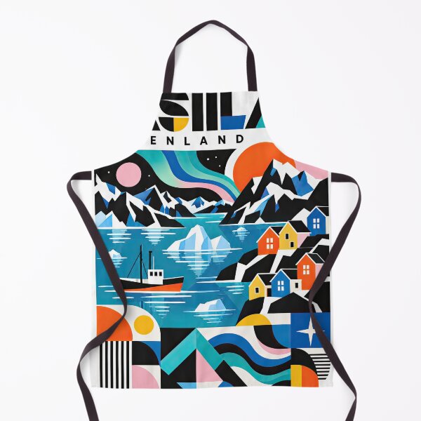 Item preview, Colorful geometric illustration of a mountainous coastal landsca designed and sold by ckybe.