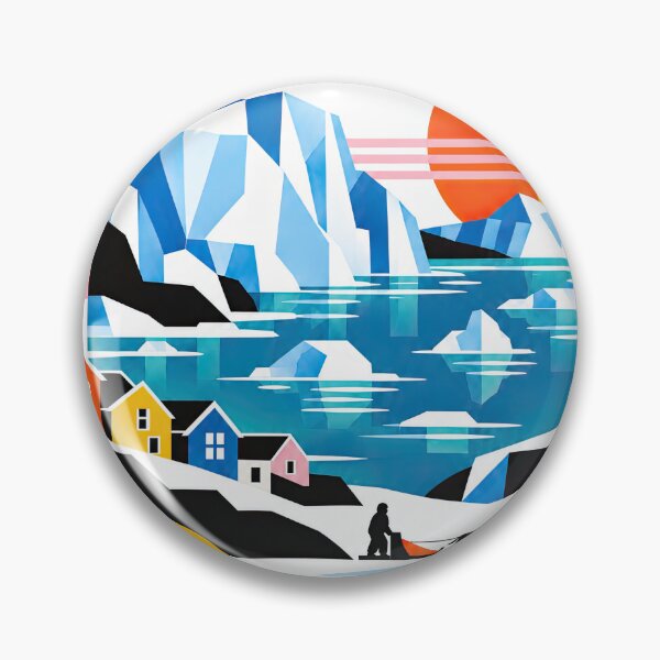 Item preview, Colorful geometric Greenland travel poster featuring icy mountai designed and sold by ckybe.