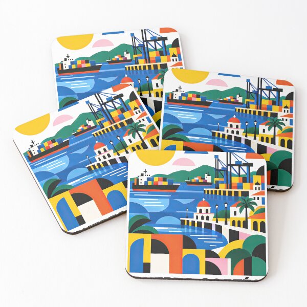 Item preview, Colorful geometric travel poster depicting Puerto Corts, Hondur designed and sold by ckybe.
