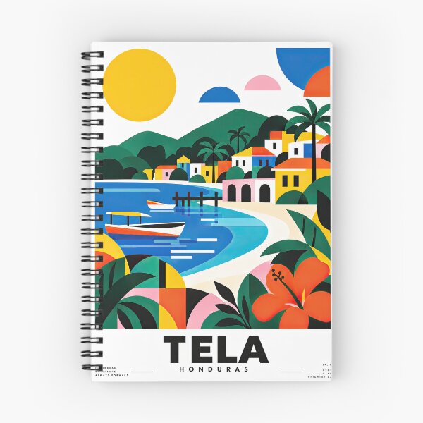 Artikelvorschau, Colorful stylized travel poster depicting Tela, Honduras, with entworfen und verkauft von ckybe.