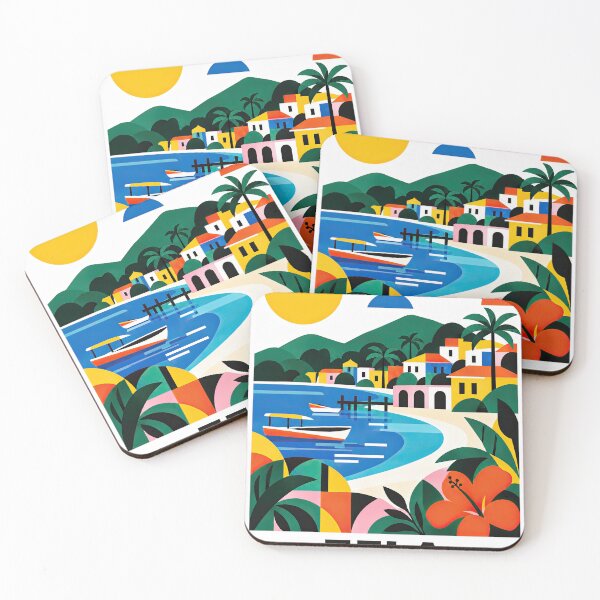 Item preview, Colorful stylized travel poster depicting Tela, Honduras, with designed and sold by ckybe.