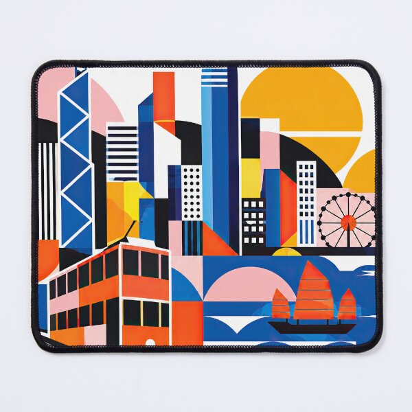 Item preview, Colorful geometric illustration of Hong Kong with Central designed and sold by ckybe.
