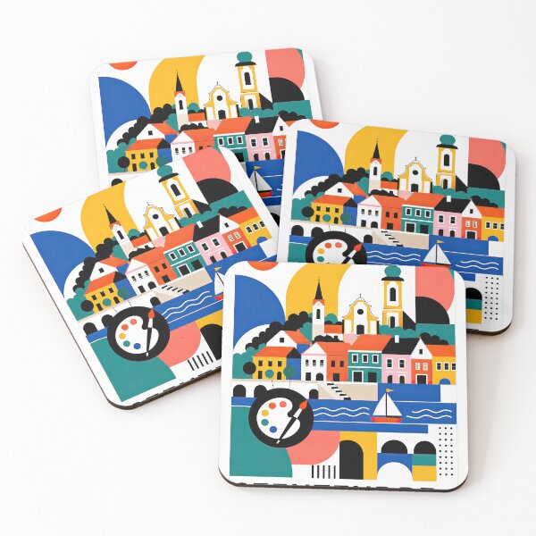 Item preview, Colorful geometric travel poster depicting Szentendre, Hungary, designed and sold by ckybe.