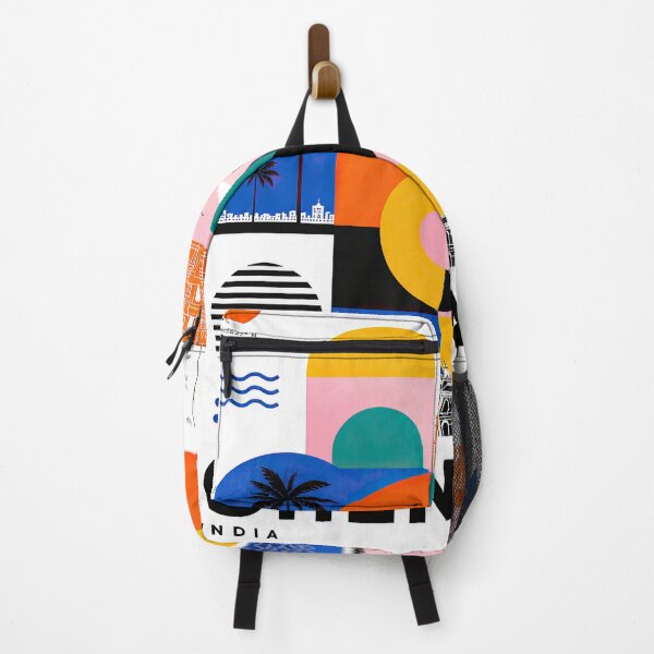 Item preview, Colorful Chennai travel poster featuring geometric coastal scene designed and sold by ckybe.