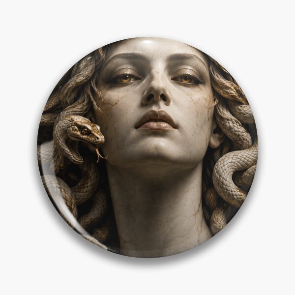 Item preview, Medusa Greek Mythology – Classical Marble Sculpture with Gold Details designed and sold by MythicRelics.