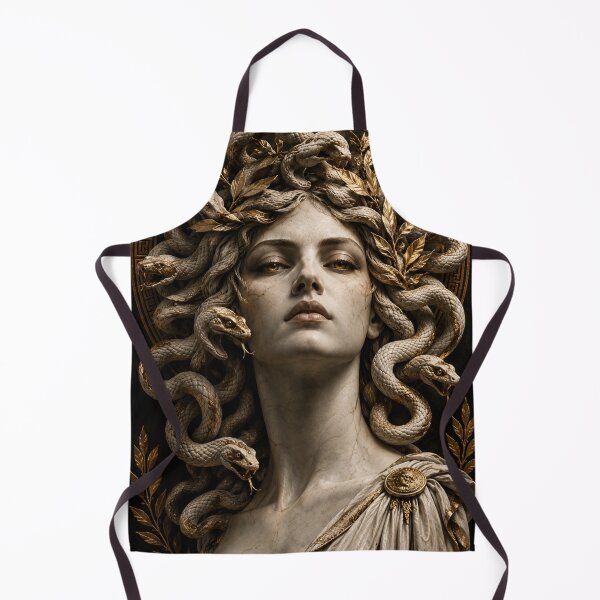 Item preview, Medusa Greek Mythology – Classical Marble Sculpture with Gold Details designed and sold by MythicRelics.