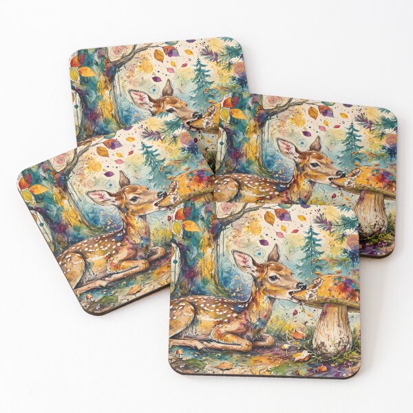 Item preview, Cute Fawn Eating Porcini Mushroom in Autumn Forest designed and sold by m-y-A-I-A-R-T-.