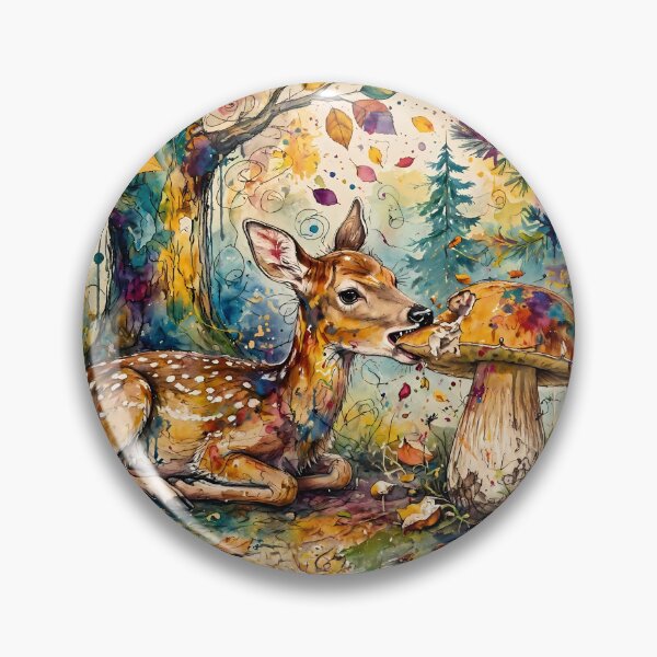 Item preview, Cute Fawn Eating Porcini Mushroom in Autumn Forest designed and sold by m-y-A-I-A-R-T-.