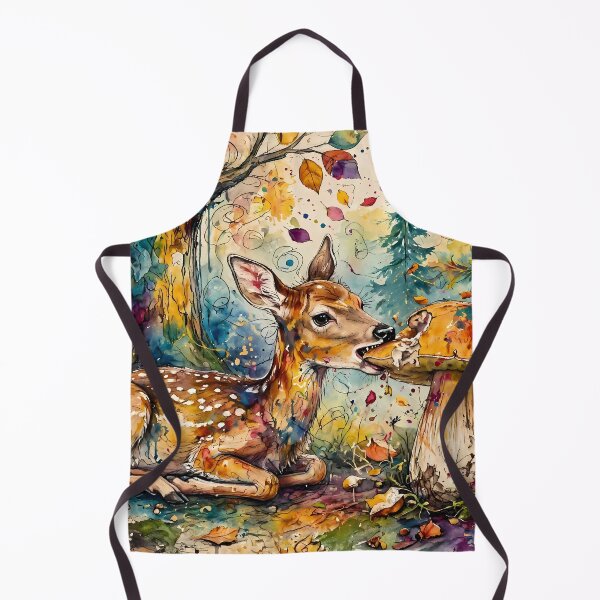 Item preview, Cute Fawn Eating Porcini Mushroom in Autumn Forest designed and sold by m-y-A-I-A-R-T-.
