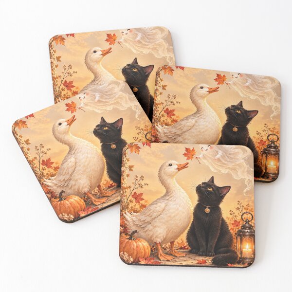 Item preview, Autumn Duck, Black Cat and Forest Spirit designed and sold by dreamybyana.